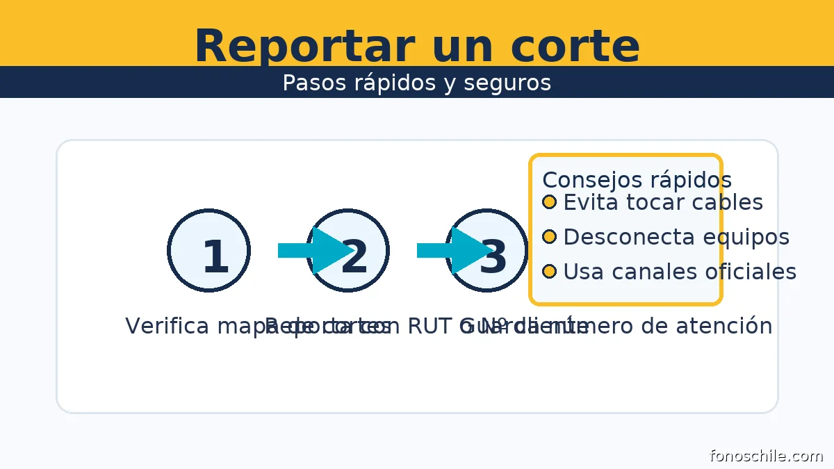 Cómo reportar un corte en Frontel: verificar mapa, notificar con RUT o número de cliente y guardar folio